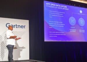 Vip Parmar of WPP — a data.world customer — presenting at the Gartner Data and Analytics Summit